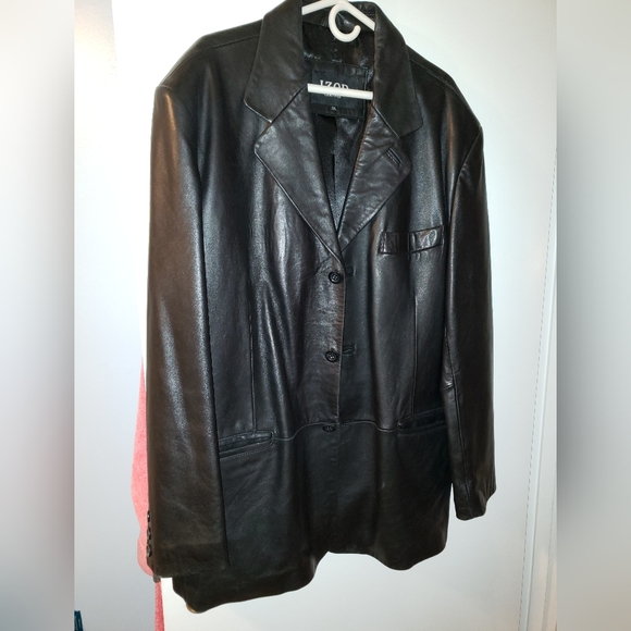 Izod Jackets & Coats Izod Mens Black Super Soft Leather 3 Button Jacket Black Sz Xxl Poshmark